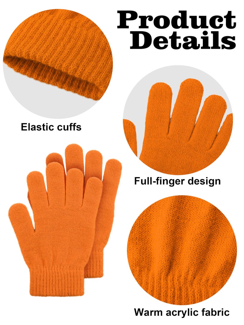 Cooraby 12 Pairs Kids Warm Magic Gloves Teens Winter Stretchy Knit Gloves Boys Girls Knit Gloves (Mixed 6 Color A, 6-12 Years) - Image 2